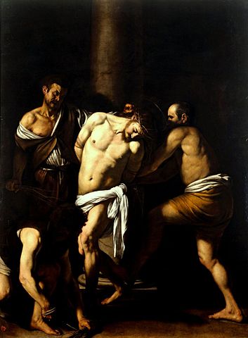 Pintura en claroscuro de Caravaggio, La flagelación de Cristo 1607 